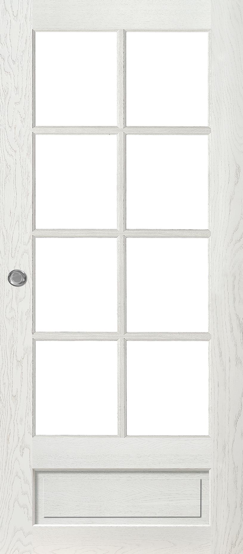 Porte Intérieure Bois Coulissante - Vitrage - Vosges - Chêne sélectionné blanc satin brossé