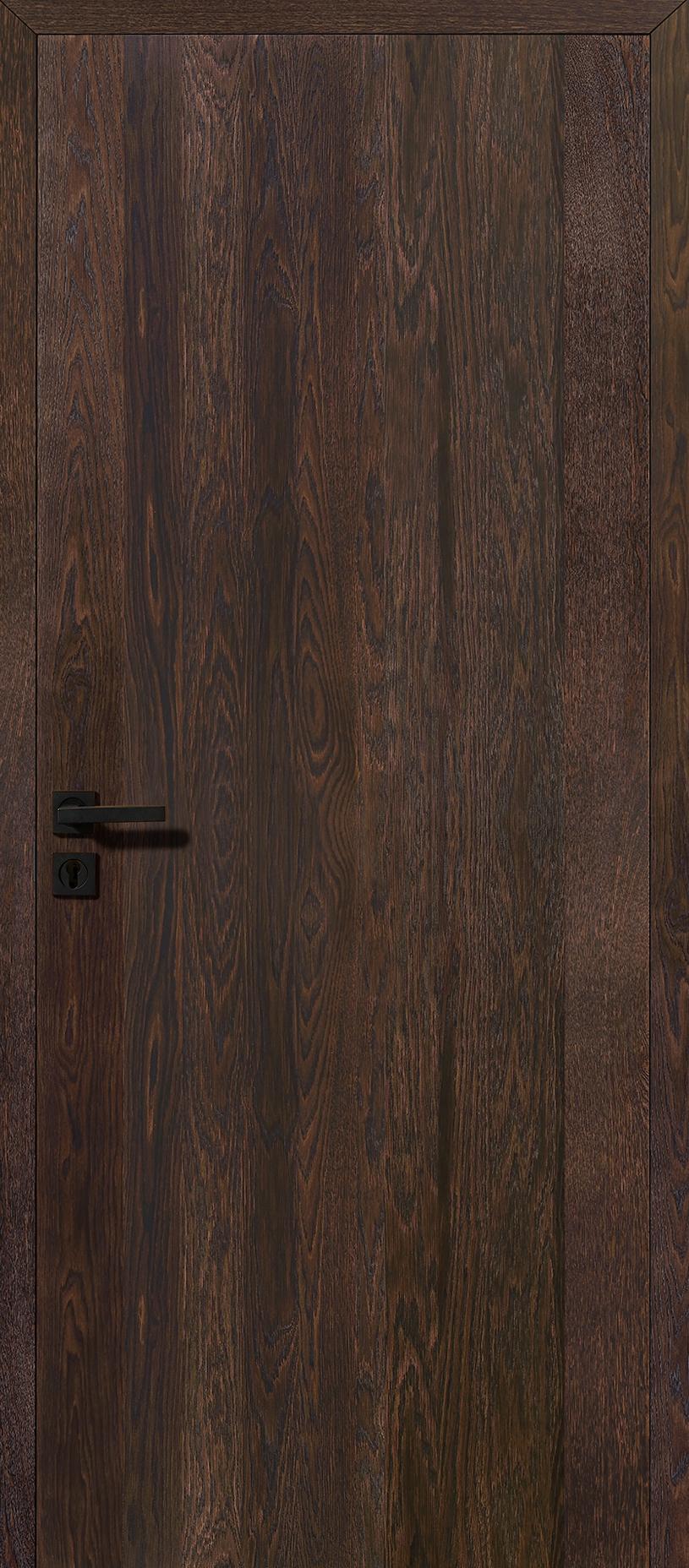 Porte Intérieur Bois - Epure verticale chêne dosse-Chêne brun mat brossé