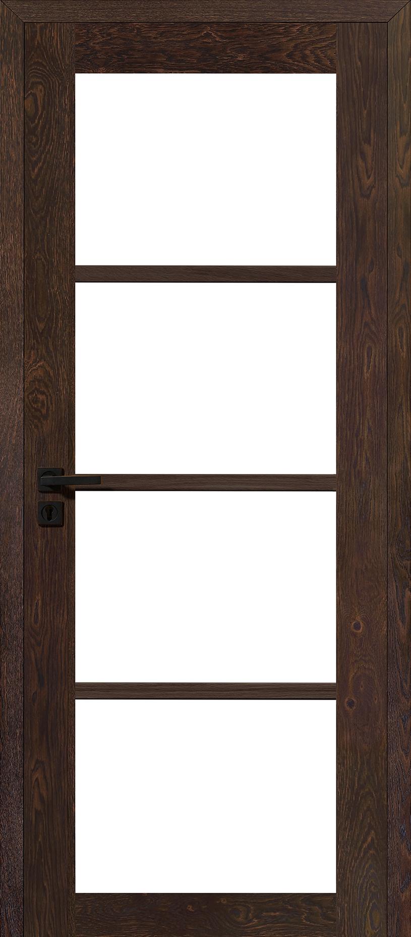 Porte Intérieure Bois Vitrée - Comète - Chêne rustique - brun mat brossé