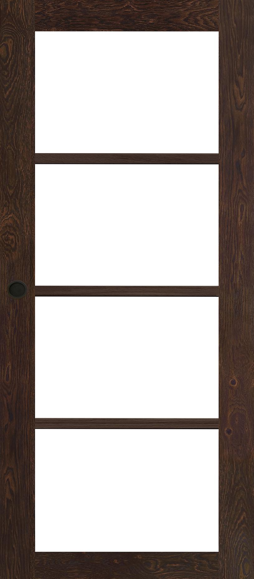 Porte Intérieure Bois Vitrée - Comète - Chêne rustique - Brun mat brossé