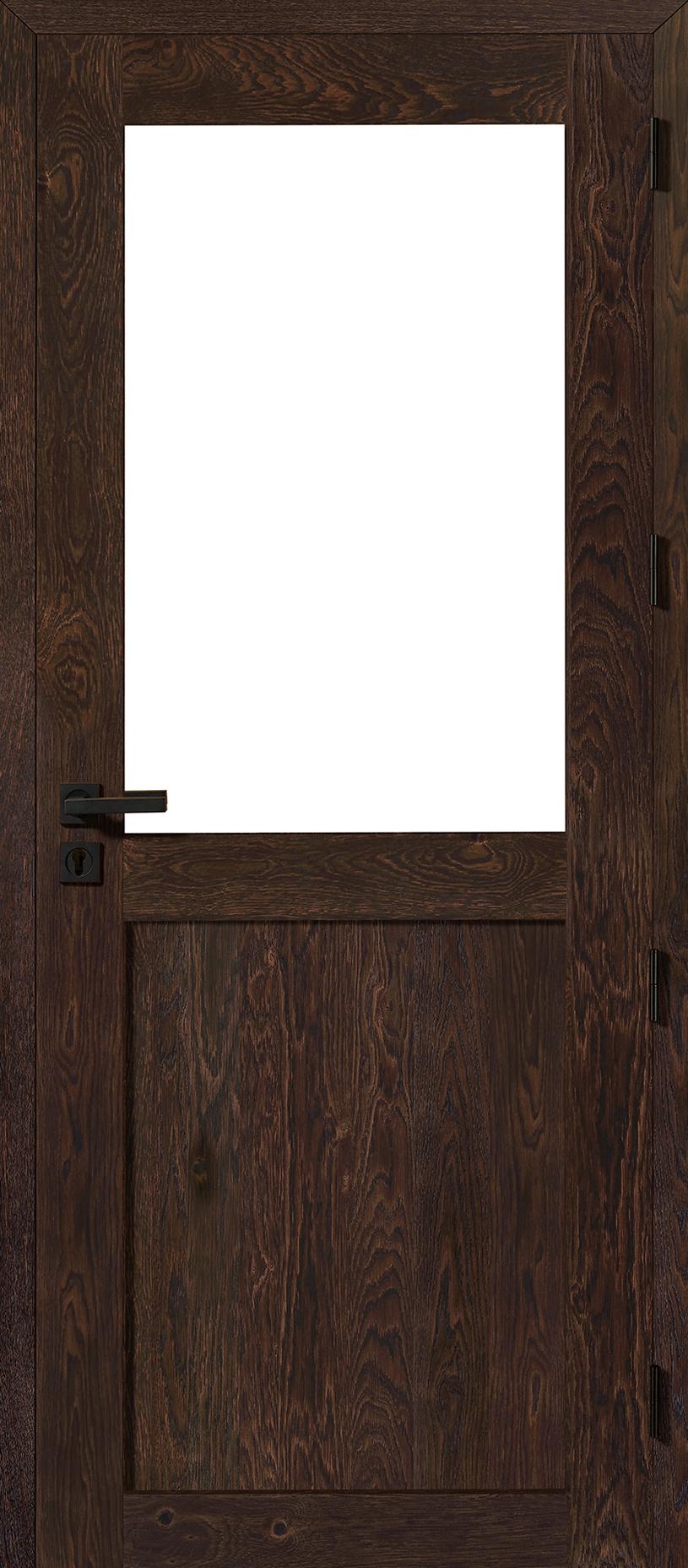 Porte intérieure Bois Vitrée - chêne rustique - Brun Mat brossé