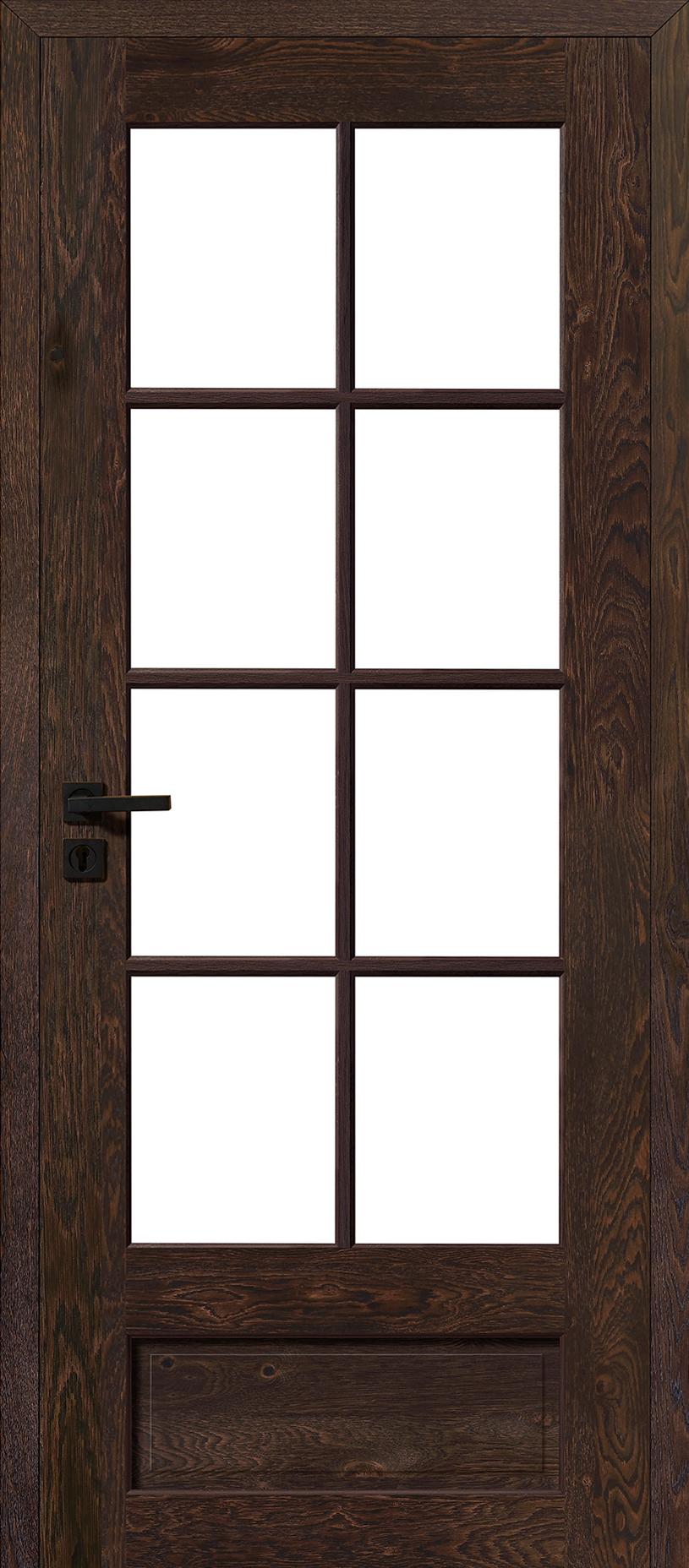 Porte intérieure Bois vitrée - Vosges - chêne rustique - brun mat