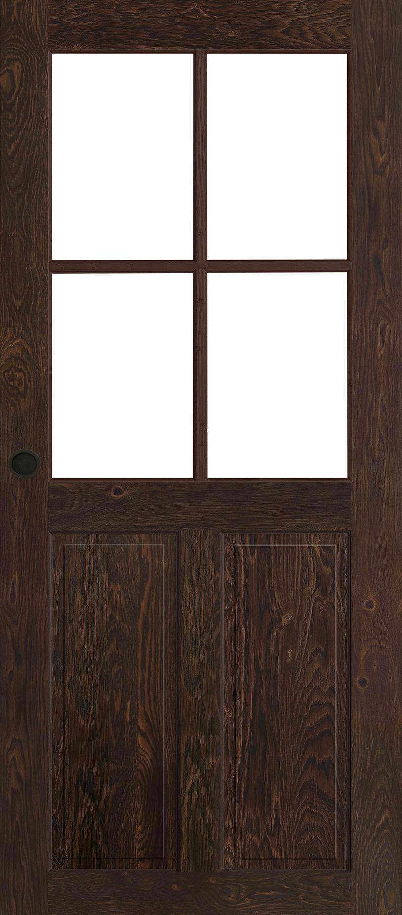 Porte intérieure Bois coulissante Cévennes - Vitrage - chêne rustique - brun mat