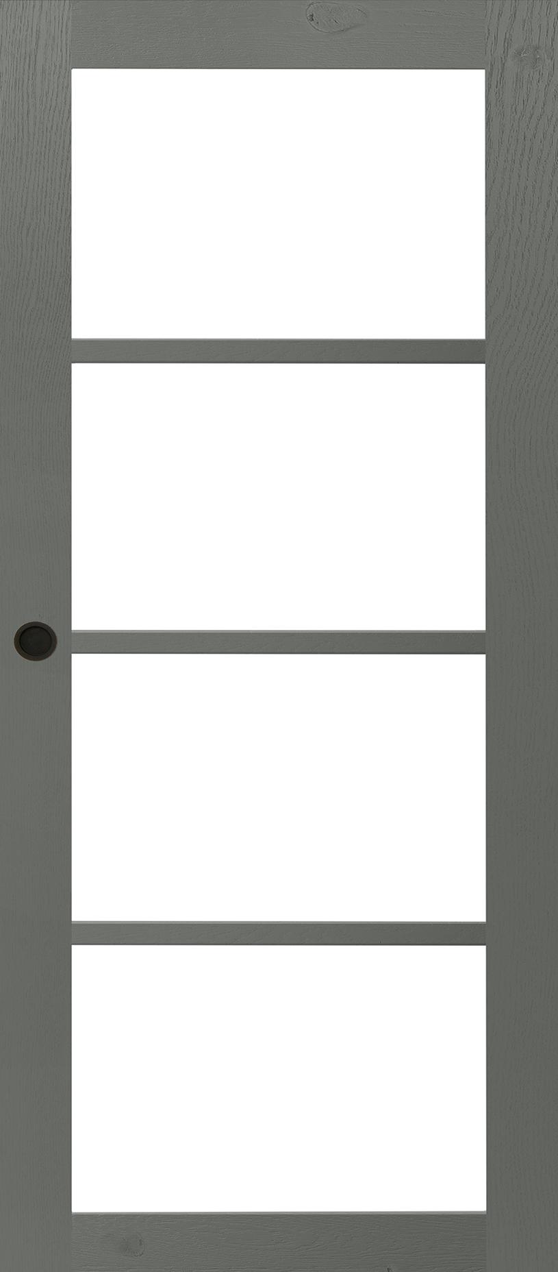 Porte Intérieure Bois Vitrée - Comète - Coulissante - Chêne rustique - gris souris